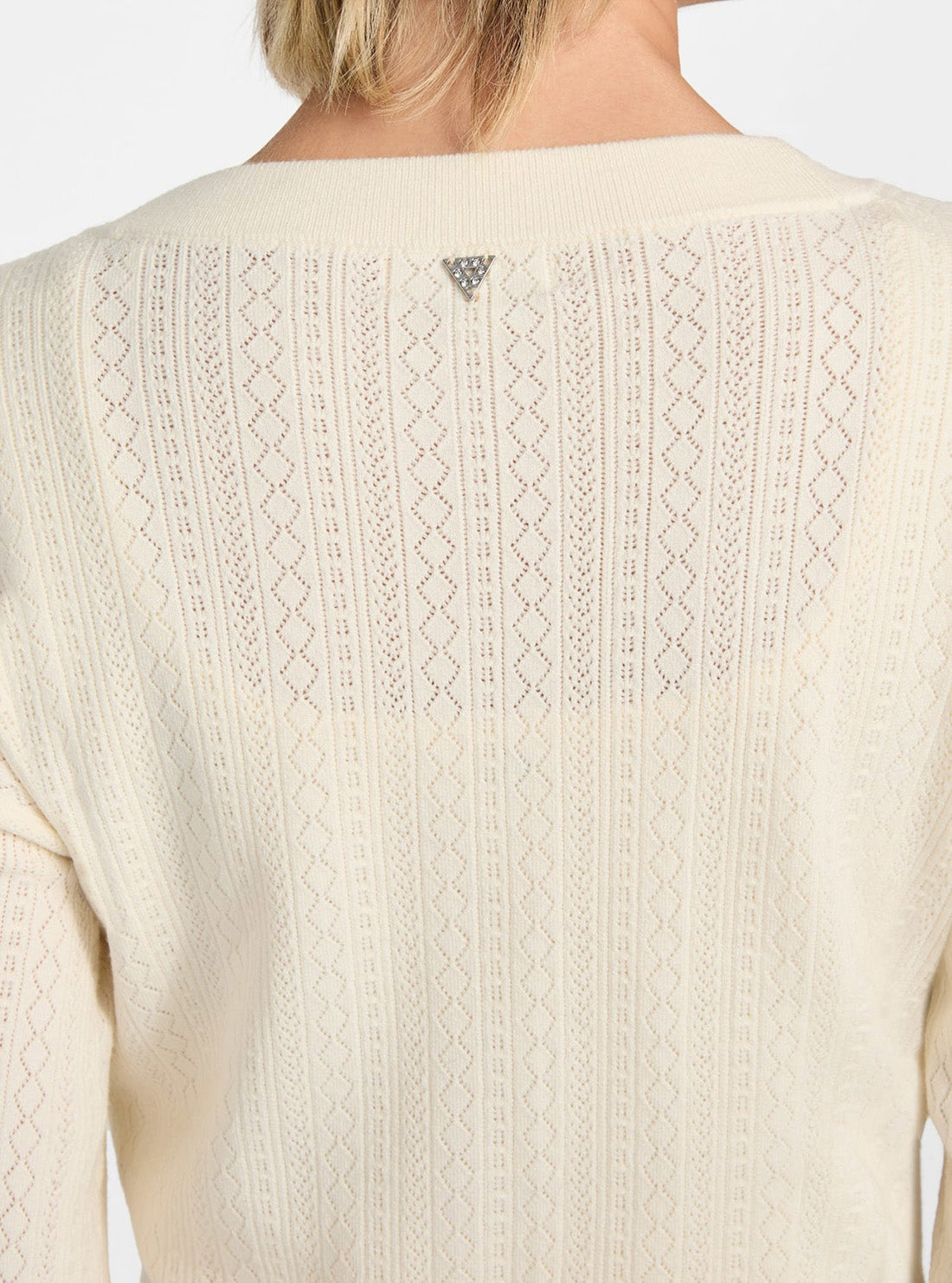 GUESS Womens White Lyla Cardi knitted Sweater W5YR01Z2ZK2 Back View