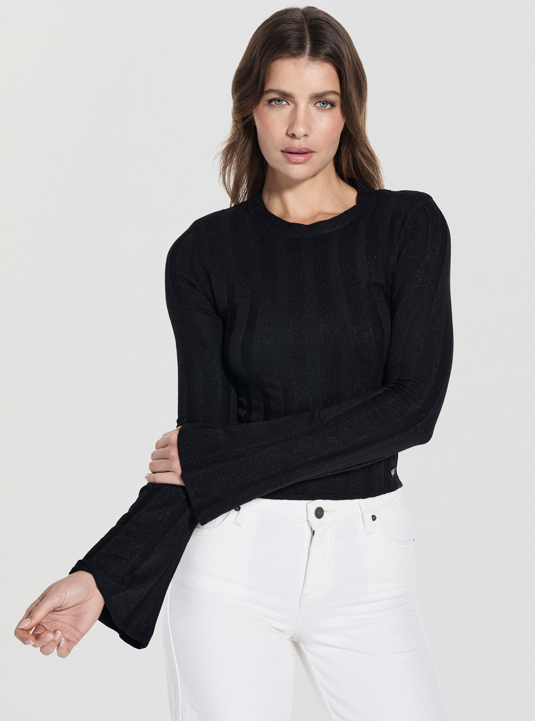 GUESS Womens Black Gemma Sweater W5YR13Z3OT0 Front View_2