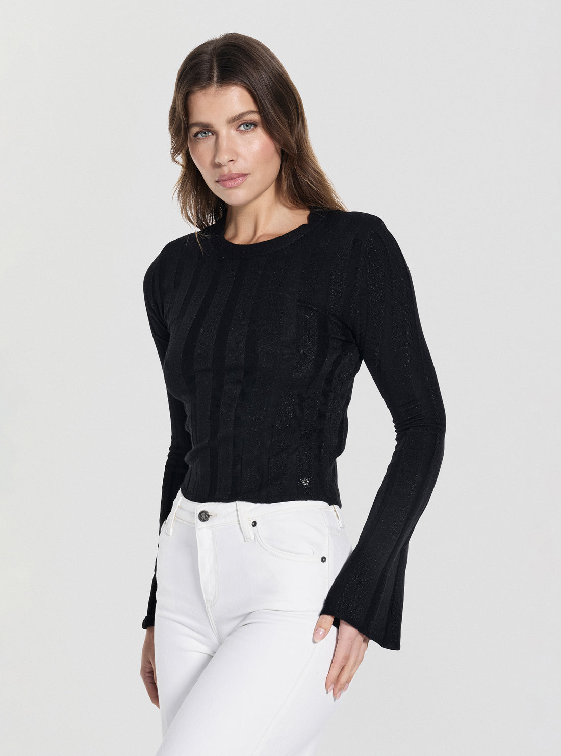 GUESS Womens Black Gemma Sweater W5YR13Z3OT0 Front View