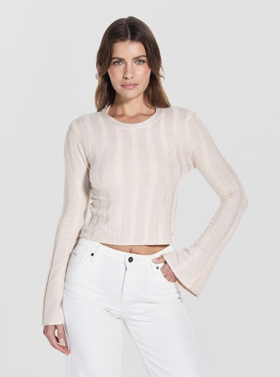 GUESS Womens White Gemma Sweater W5YR13Z3OT0 Front View