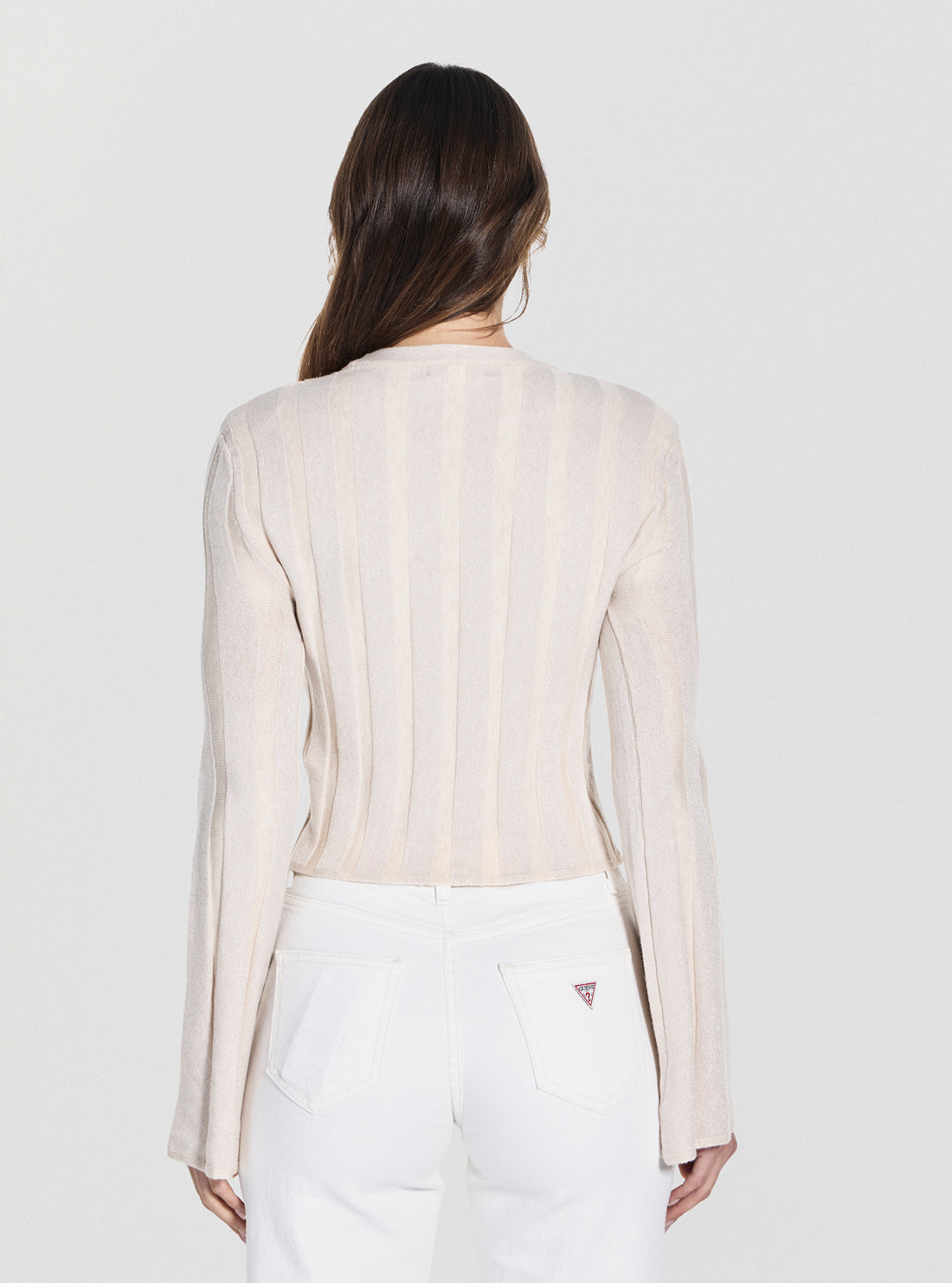 GUESS Womens White Gemma Sweater W5YR13Z3OT0 Back View