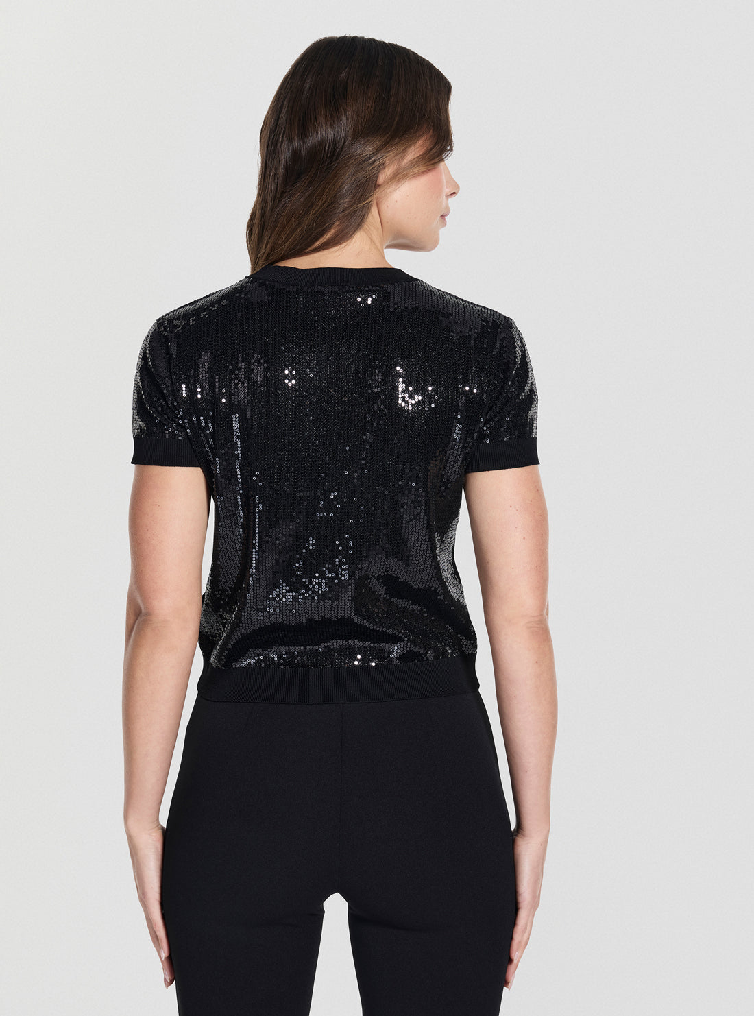 GUESS Womens Black Juniper Sequin Sweater W5YR21Z3E70 Back View