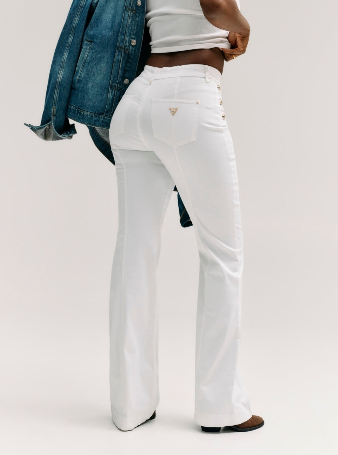GUESS Womens White New Faye Palazzo Pants W6GA0PW2440 Back View