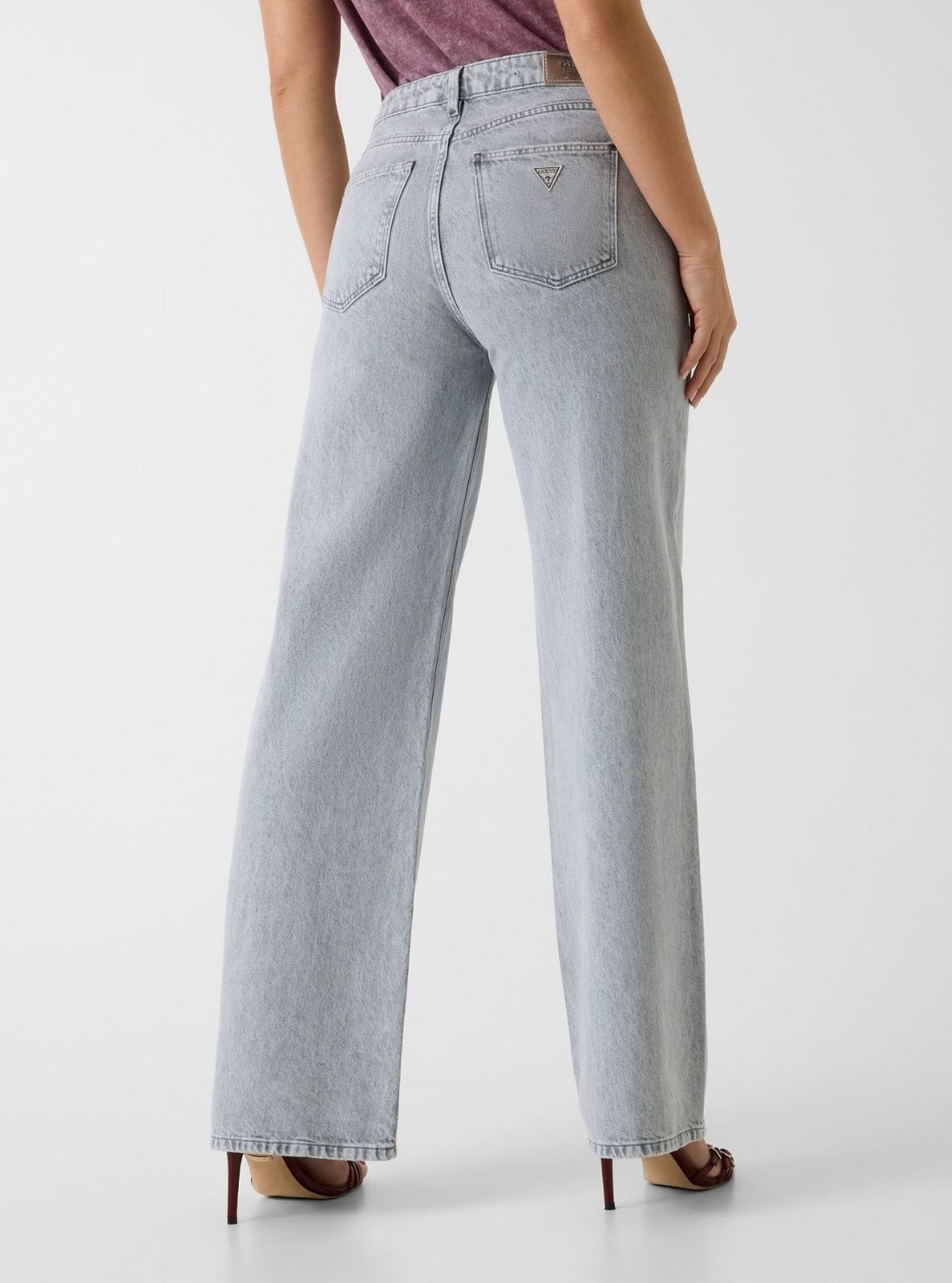 GUESS Womens Eco High-Rise Wide Leg Jeans in Light Wash W6GA1AD0711 Back view