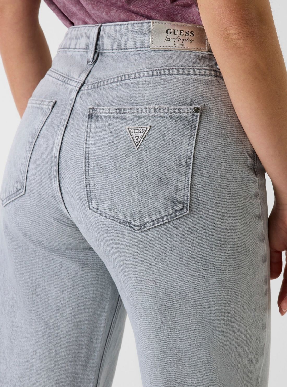 GUESS Womens Eco High-Rise Wide Leg Jeans in Light Wash W6GA1AD0711 Back View