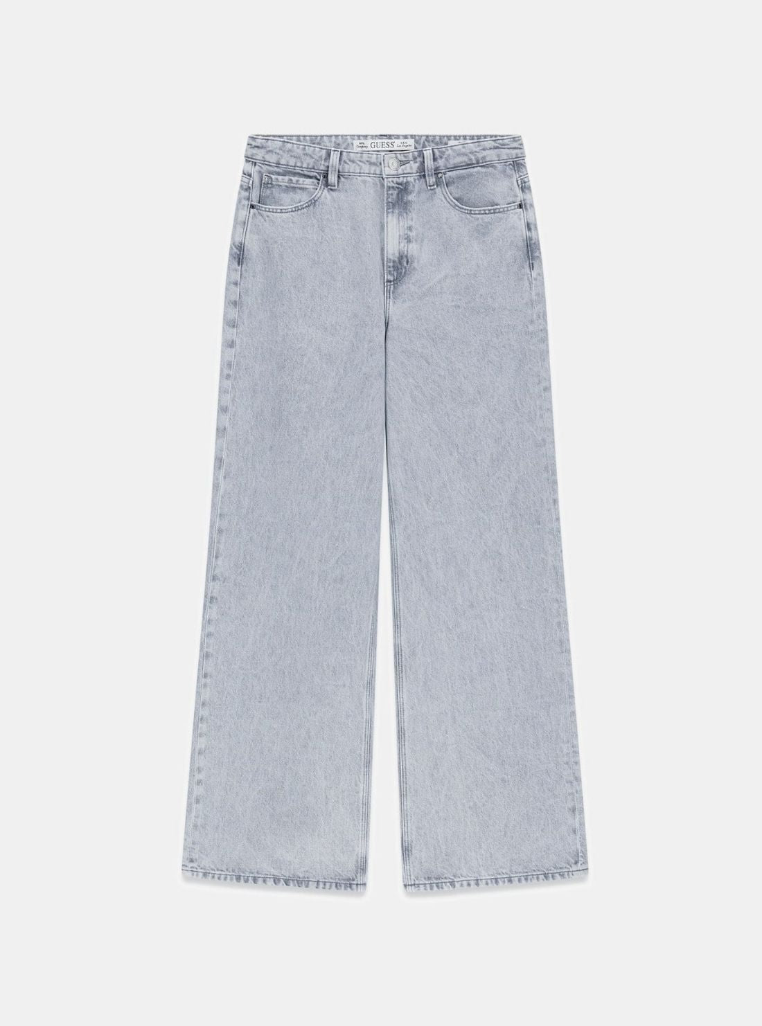 GUESS Womens Eco High-Rise Wide Leg Jeans in Light Wash W6GA1AD0711 Flatlay