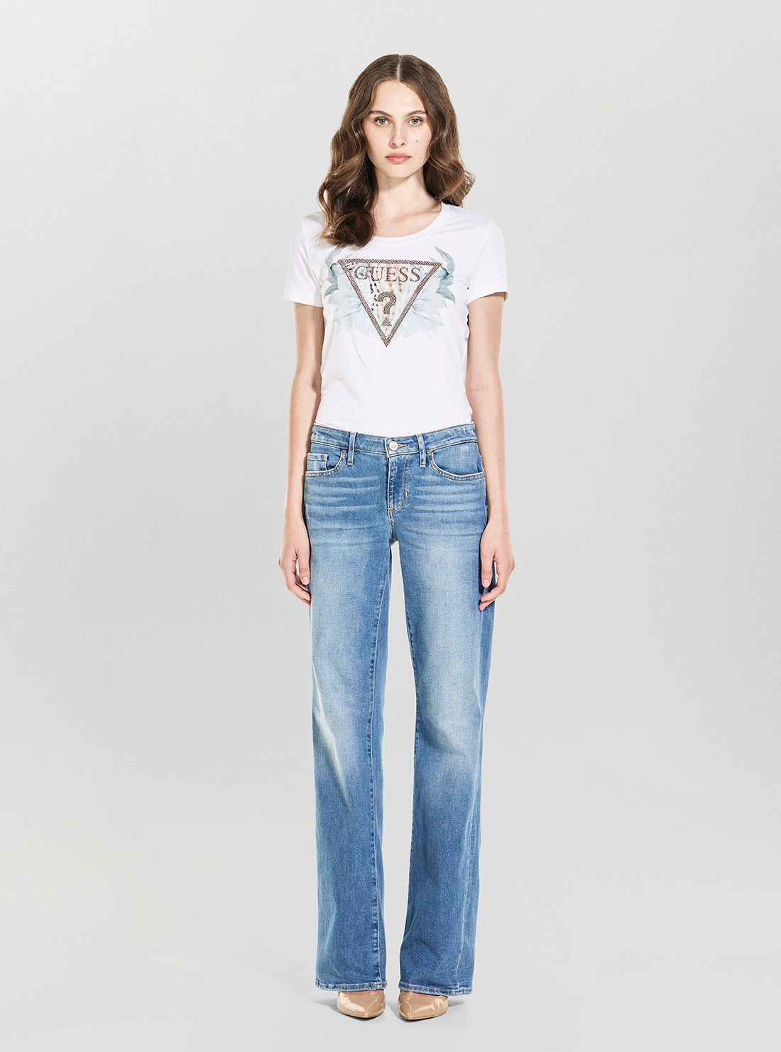 GUESS Womens Low Rise Slouchy Jeans in Medium Wash W6GA1DD1274 Full View