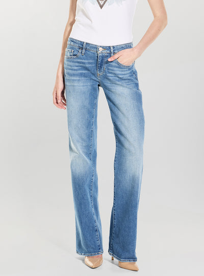 GUESS Womens Low Rise Slouchy Jeans in Medium Wash W6GA1DD1274 Front View