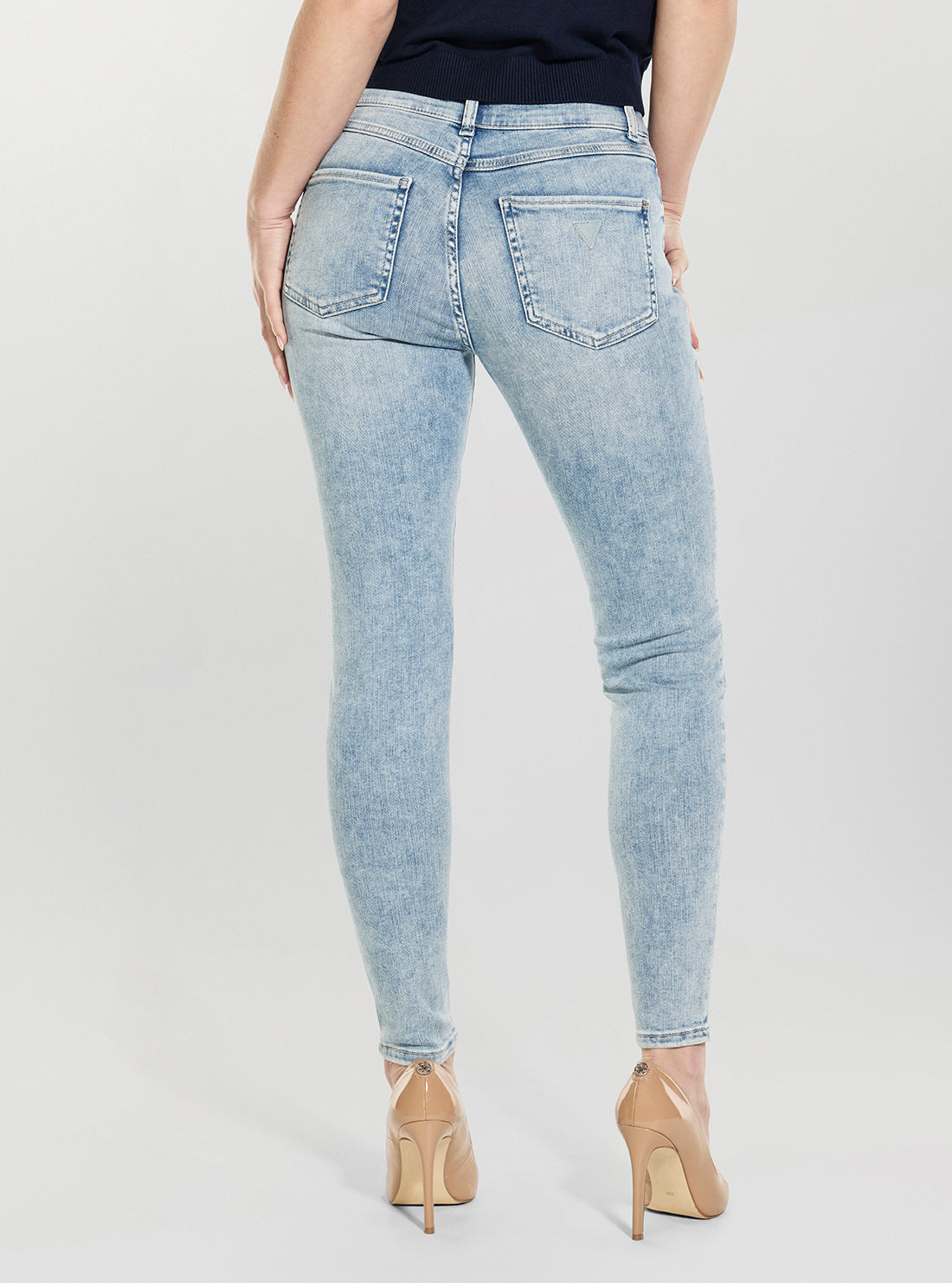 GUESS Womens High-Rise 1981 Skinny Jeans In Sunwash Indigo W6GA1JD1147 Back View