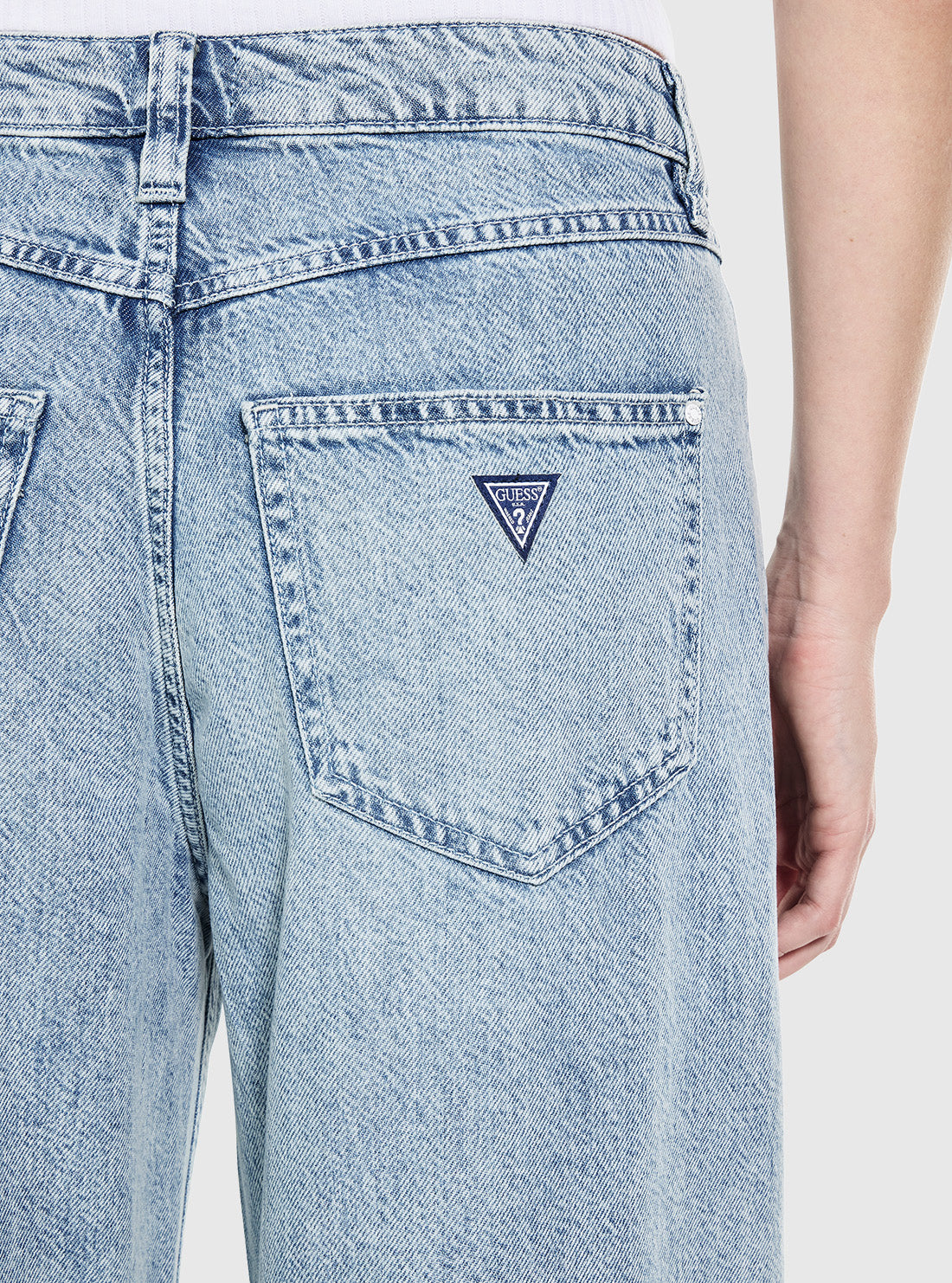 GUESS Womens Bellflower Wide Leg Jeans in Light Wash W6GA82D0697 Detail View