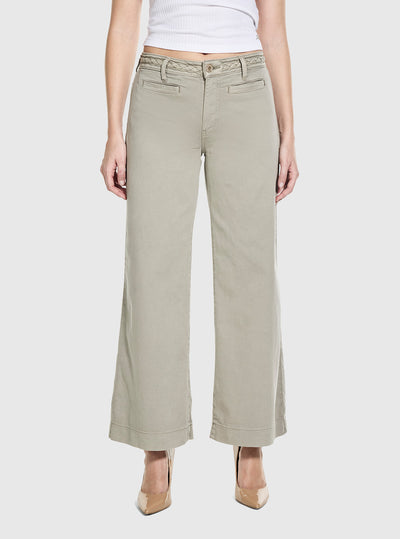 GUESS Womens Mid-Rise Sage Zoya Crop Leg Braided Pants W6GB15W1886  Front View