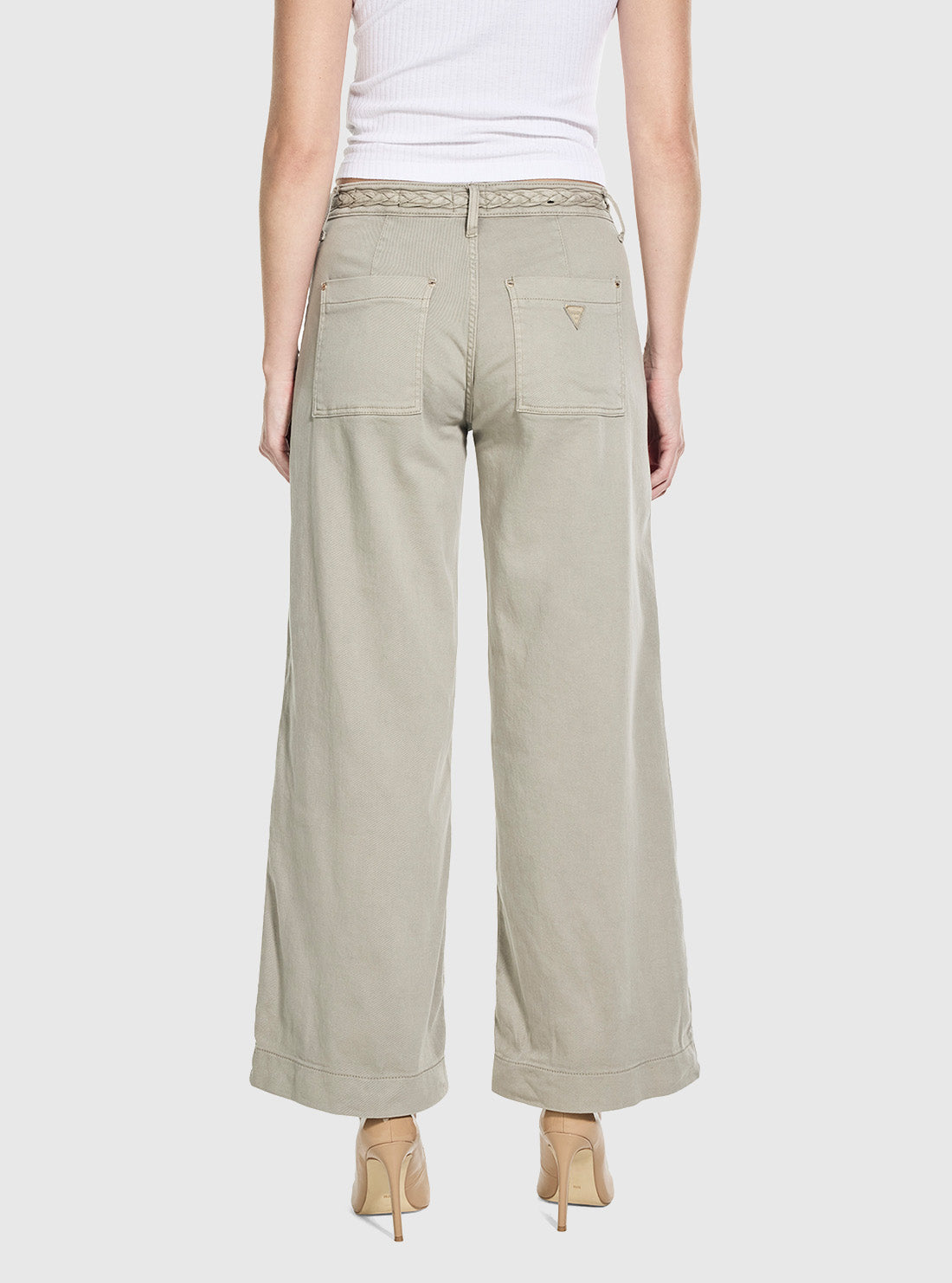 GUESS Womens Mid-Rise Sage Zoya Crop Leg Braided Pants W6GB15W1886 Back View