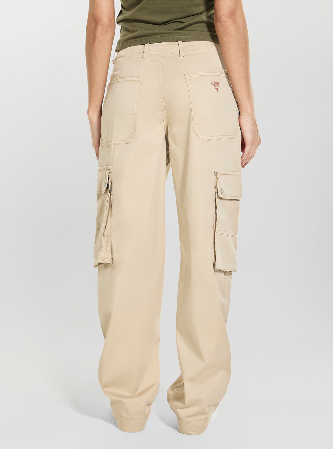 GUESS Womens Beige Baggy Cargo Pants W6GB16W1888 Back View