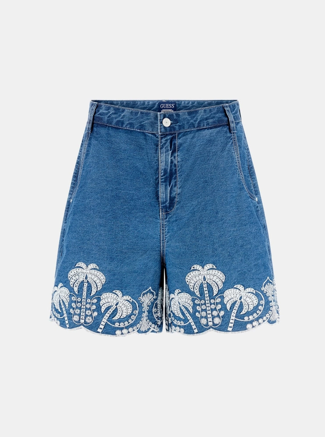 GUESS Womens Blue Pilar Denim Shorts W6GD08D0686 Flatlay
