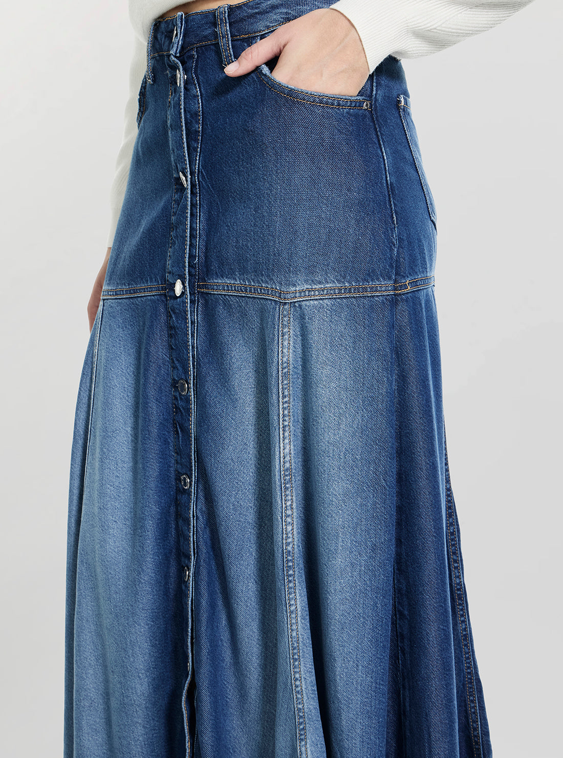 GUESS WEco Blue Nidia Long Skirt W6GD09D0702 Detail View