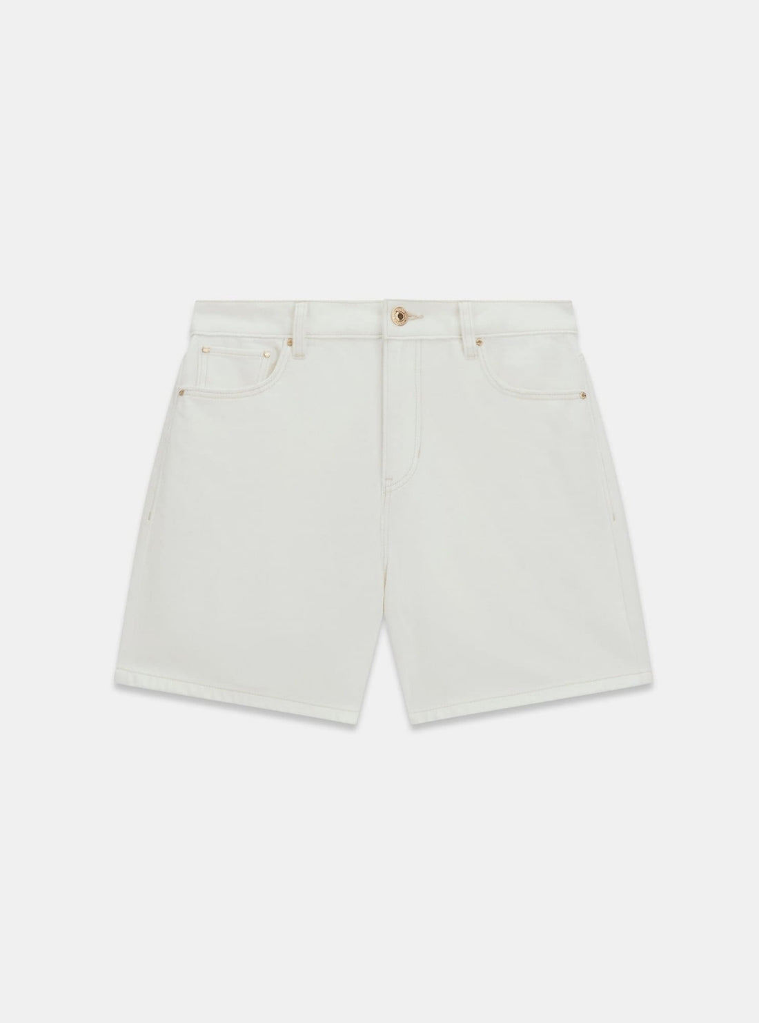 GUESS Womens White Super Relaxed Denim Shorts W6GD1AD0704 Flatlay