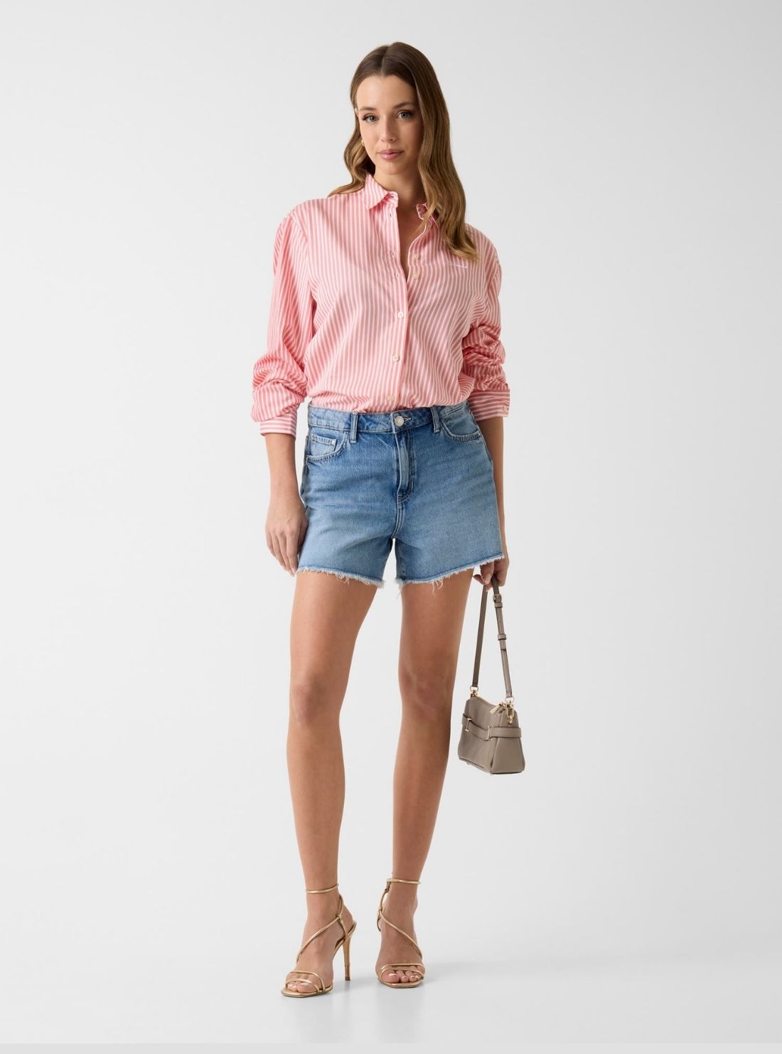 GUESS Womens Eco Blue Relaxed Midi Shorts W6GD74D0726 Full View