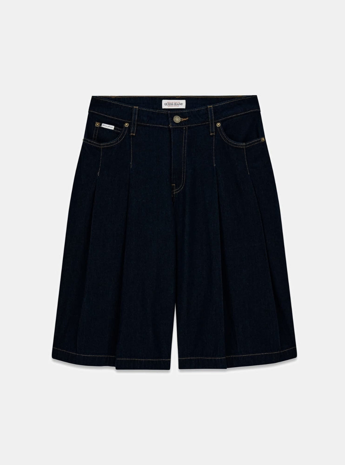 Guess Jeans Classic Pleated Bermuda Shorts in Dark Wash
