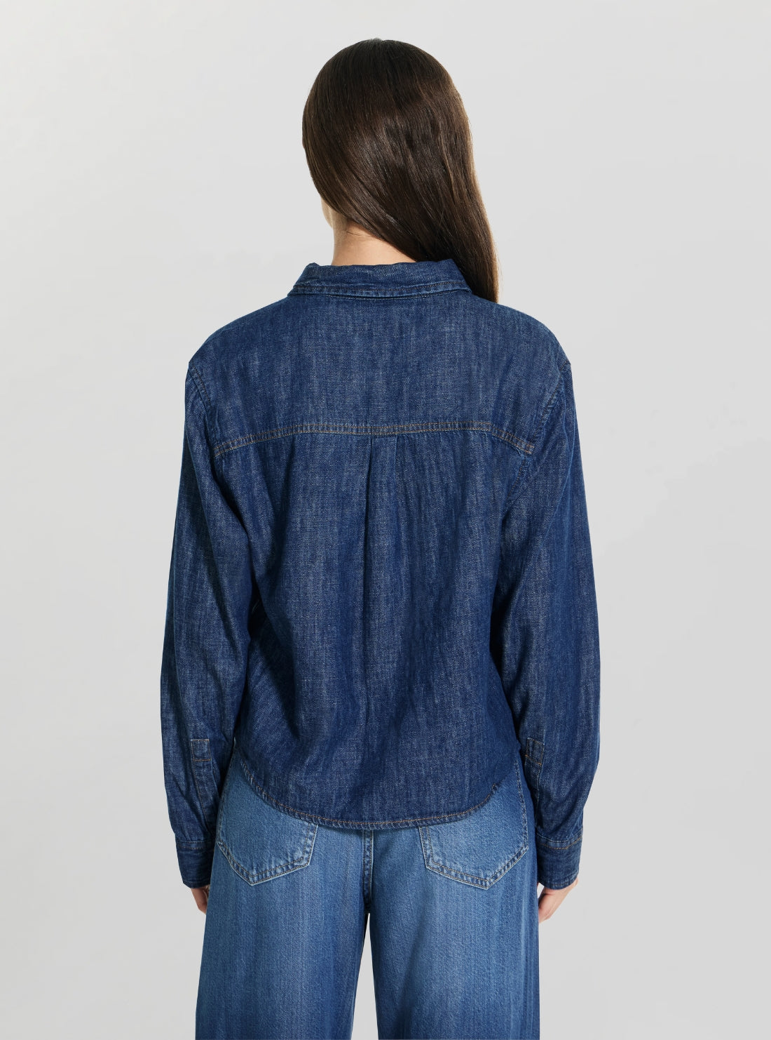 GUESS Womens Blue Wren Denim Top W6GH63D0882 Back View