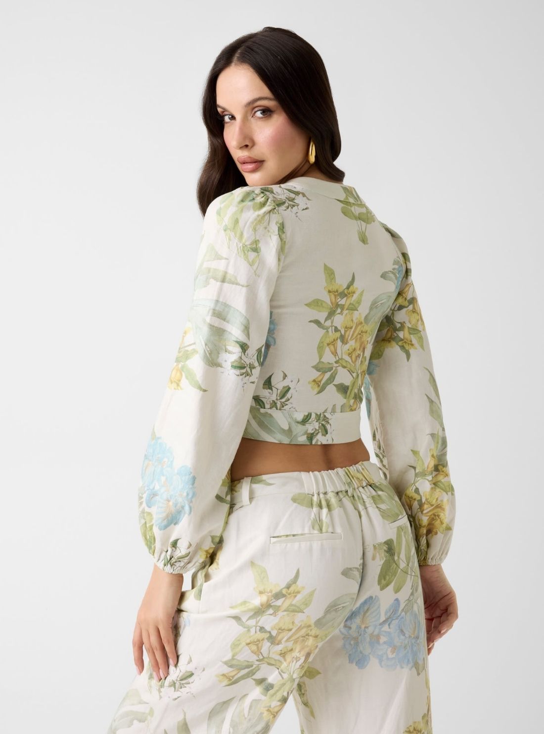 Garden Lilies Print Shirley Linen Top