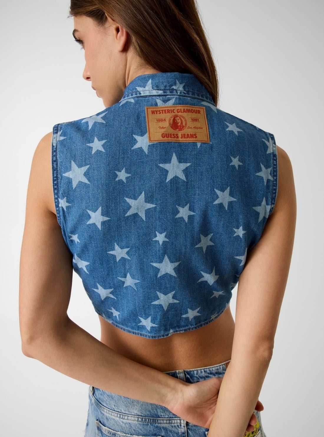 Guess Jeans Hysteric Glamour Denim Front Tie Top W6GHF2D5M8X Back View