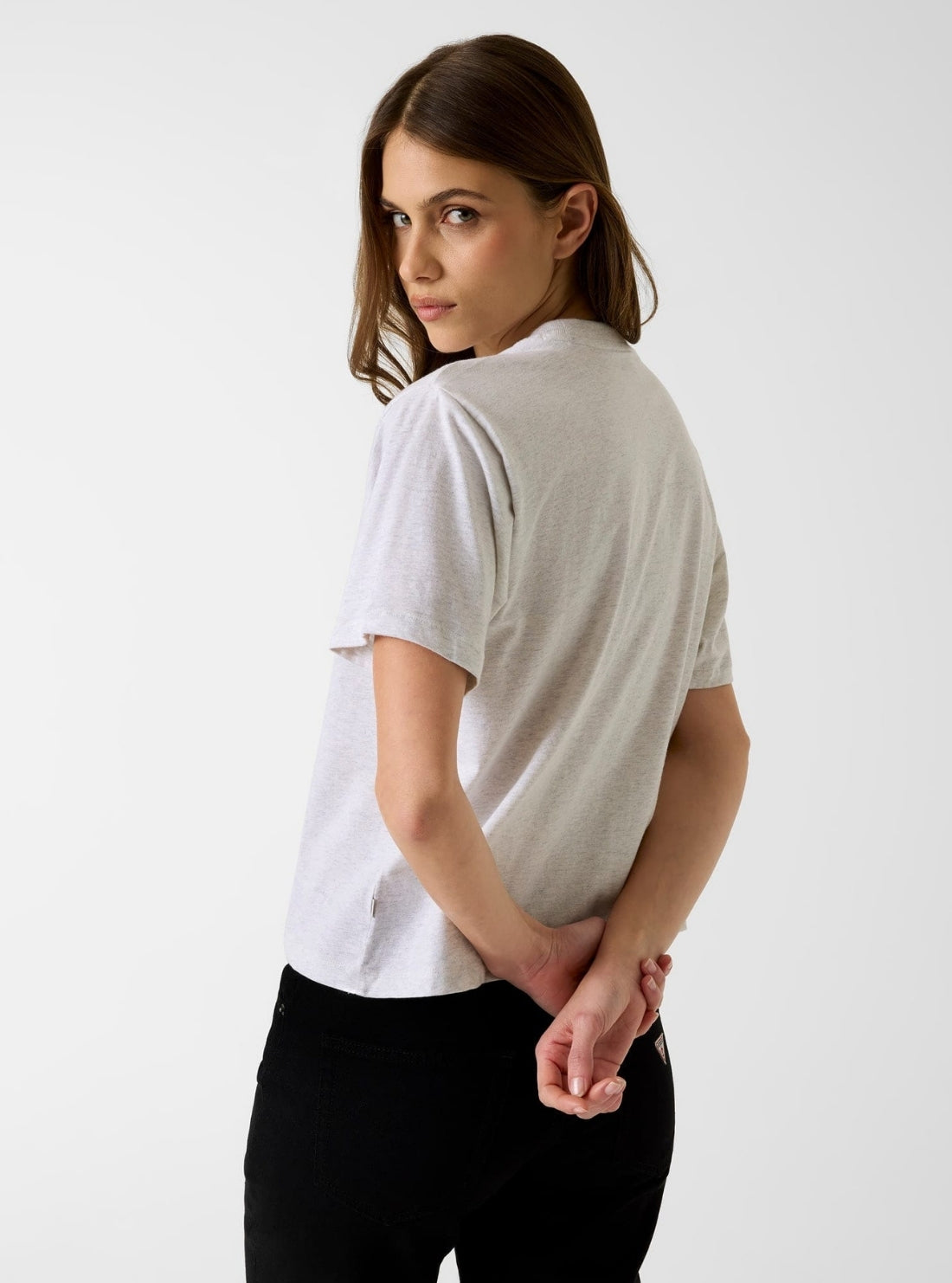 Guess Jeans Grey Heather Boxy Print Star T-Shirt