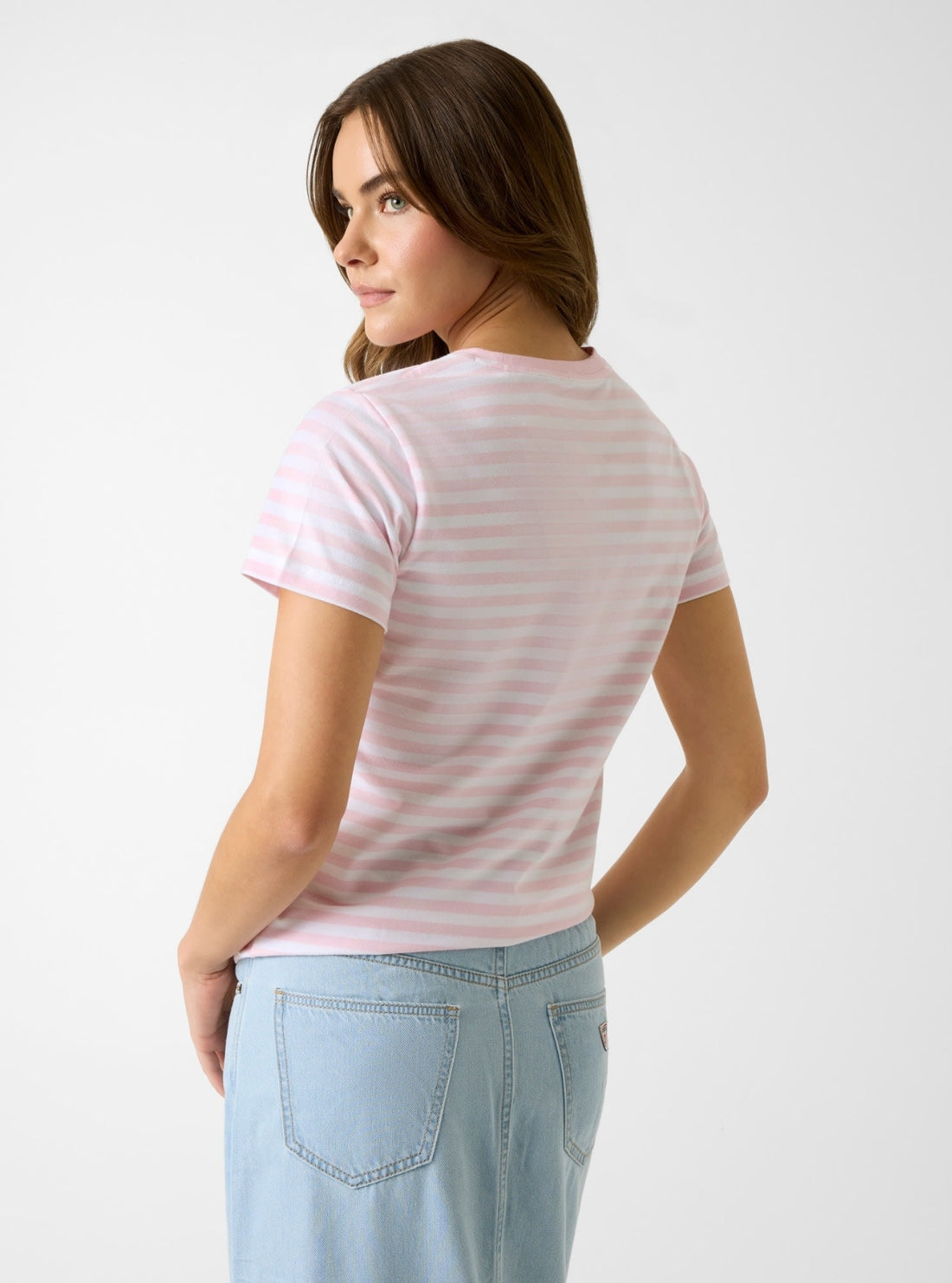 Guess Jeans Eco Purple White Striped T-Shirt W6GI05KCIE1 Back View