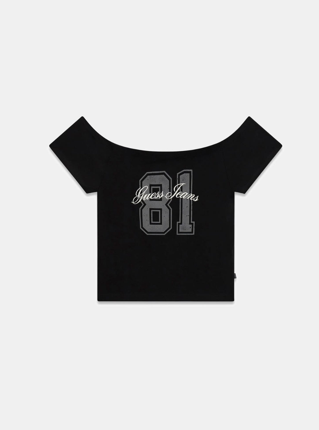 Guess Jeans Black Off-Shoulder 81 Baby T-Shirt W6GI07J1314 Flatlay
