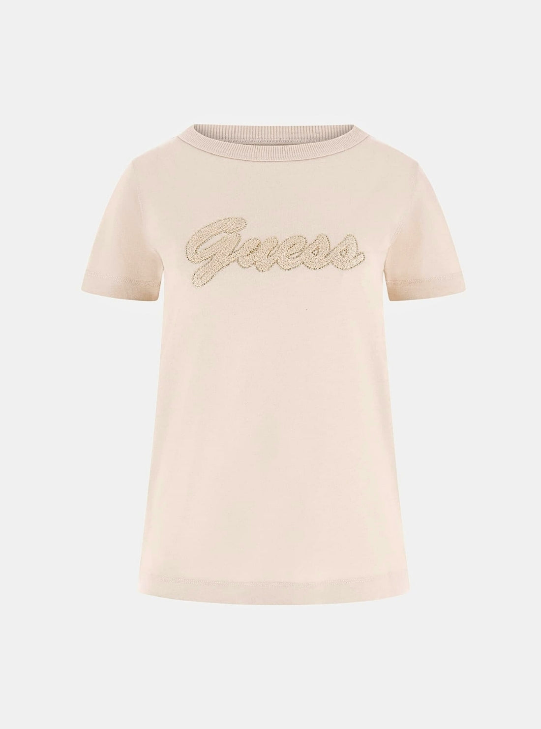 GUESS Womens Eco Beige 3D Guess Script T-Shirt W6GI08K3023 Flatlay