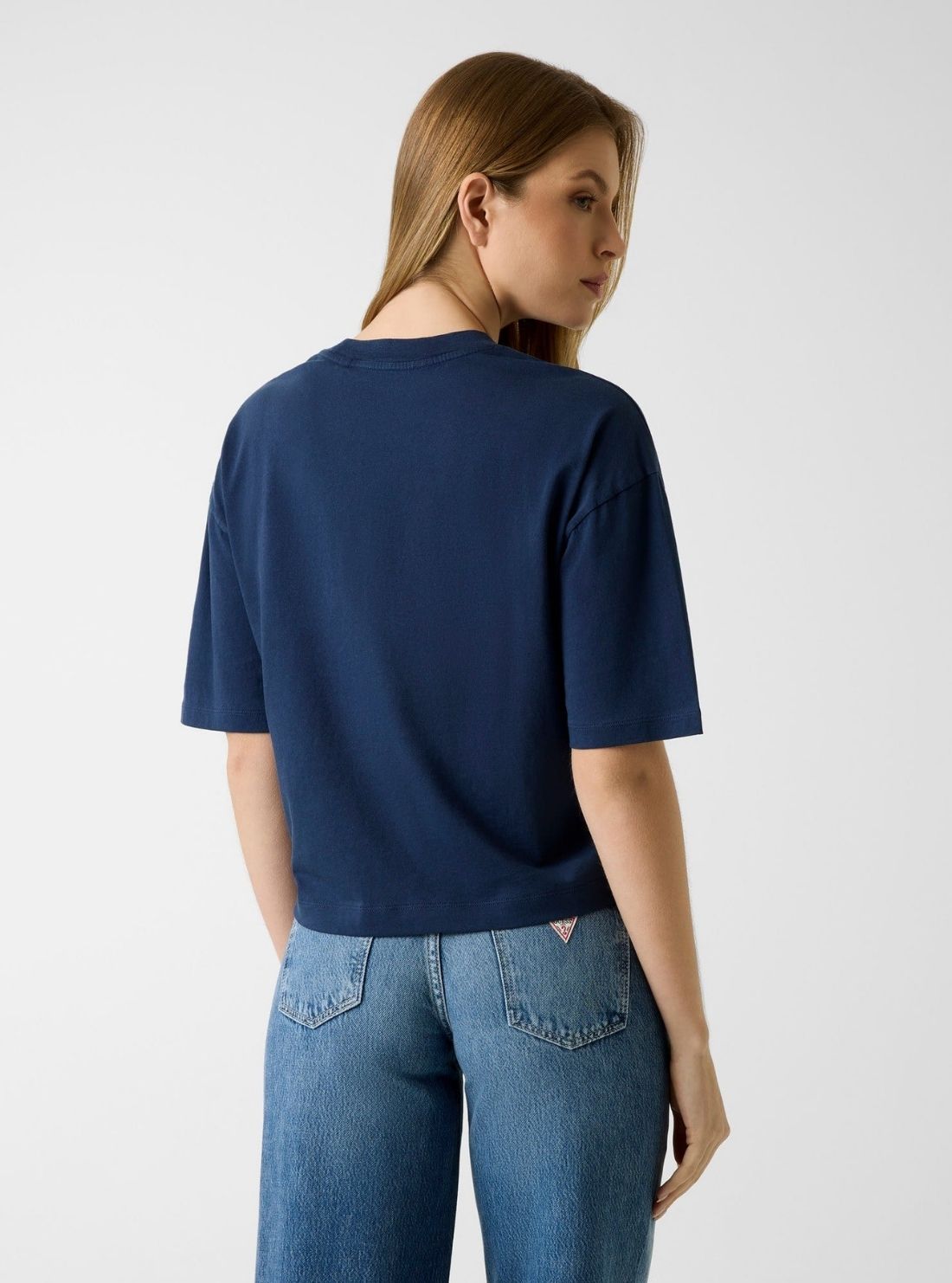 GUESS Womens Blue Coastal Cowgirl Oversized T-Shirt  W6GI23K3146 Back View
