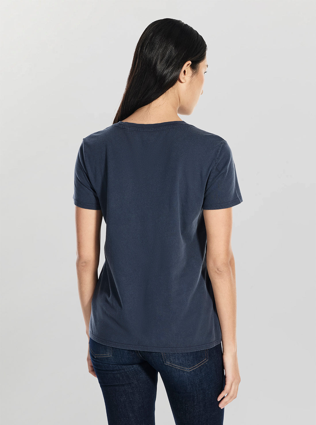 GUESS Womens Blackened Blue Do Not Disturb Easy T-Shirt W6GI26K3150 Back View
