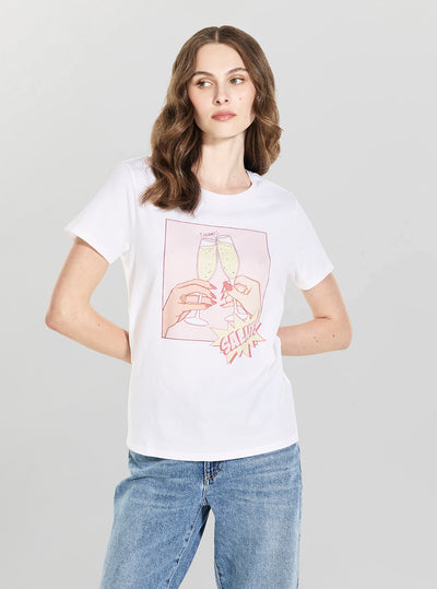 GUESS Womens White Clink Easy T-Shirt W6GI32K3301 Front View