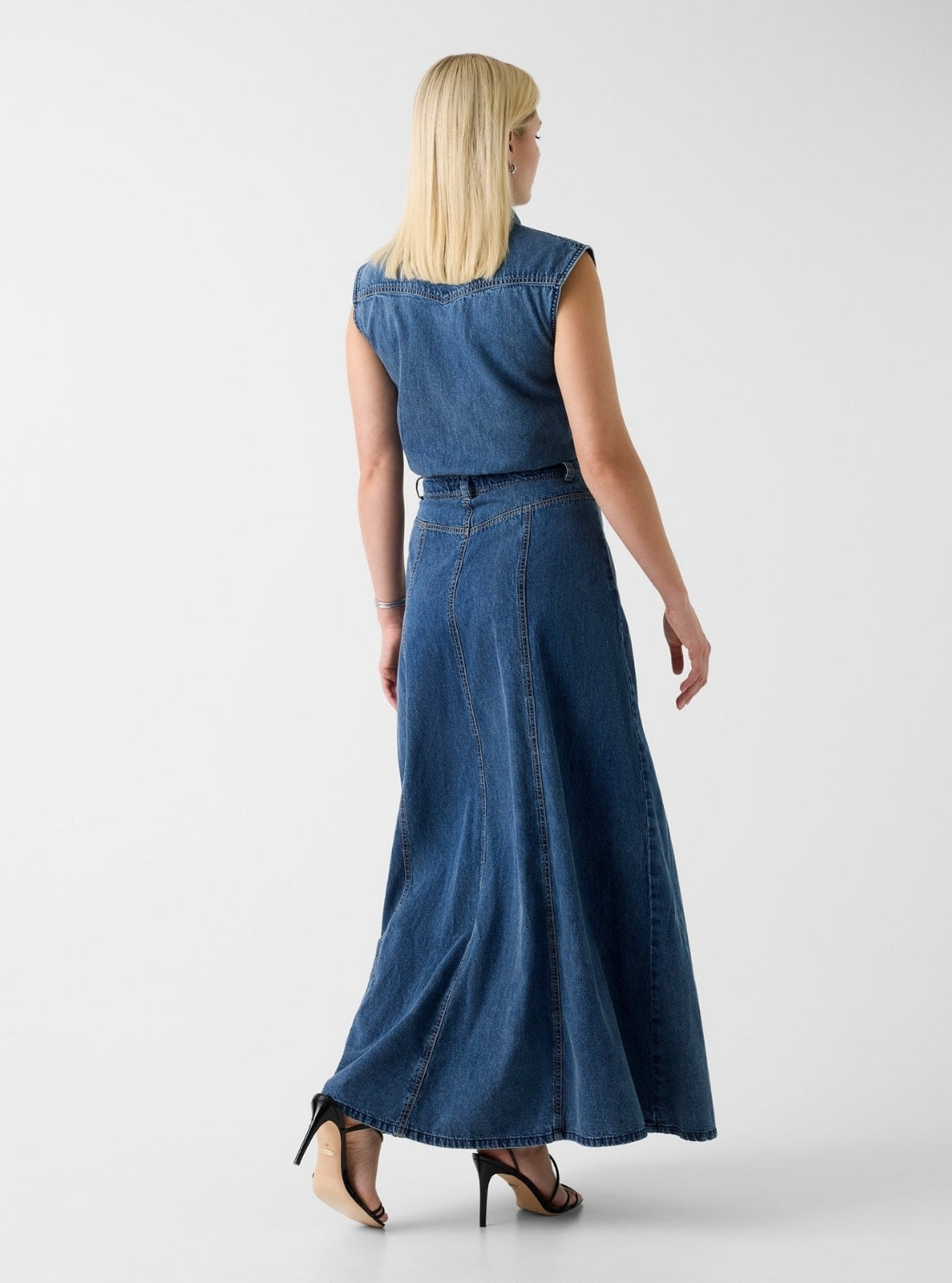 GUESS Womens Blue Rugiada Denim Maxi Dress W6GK09D0694 Back View