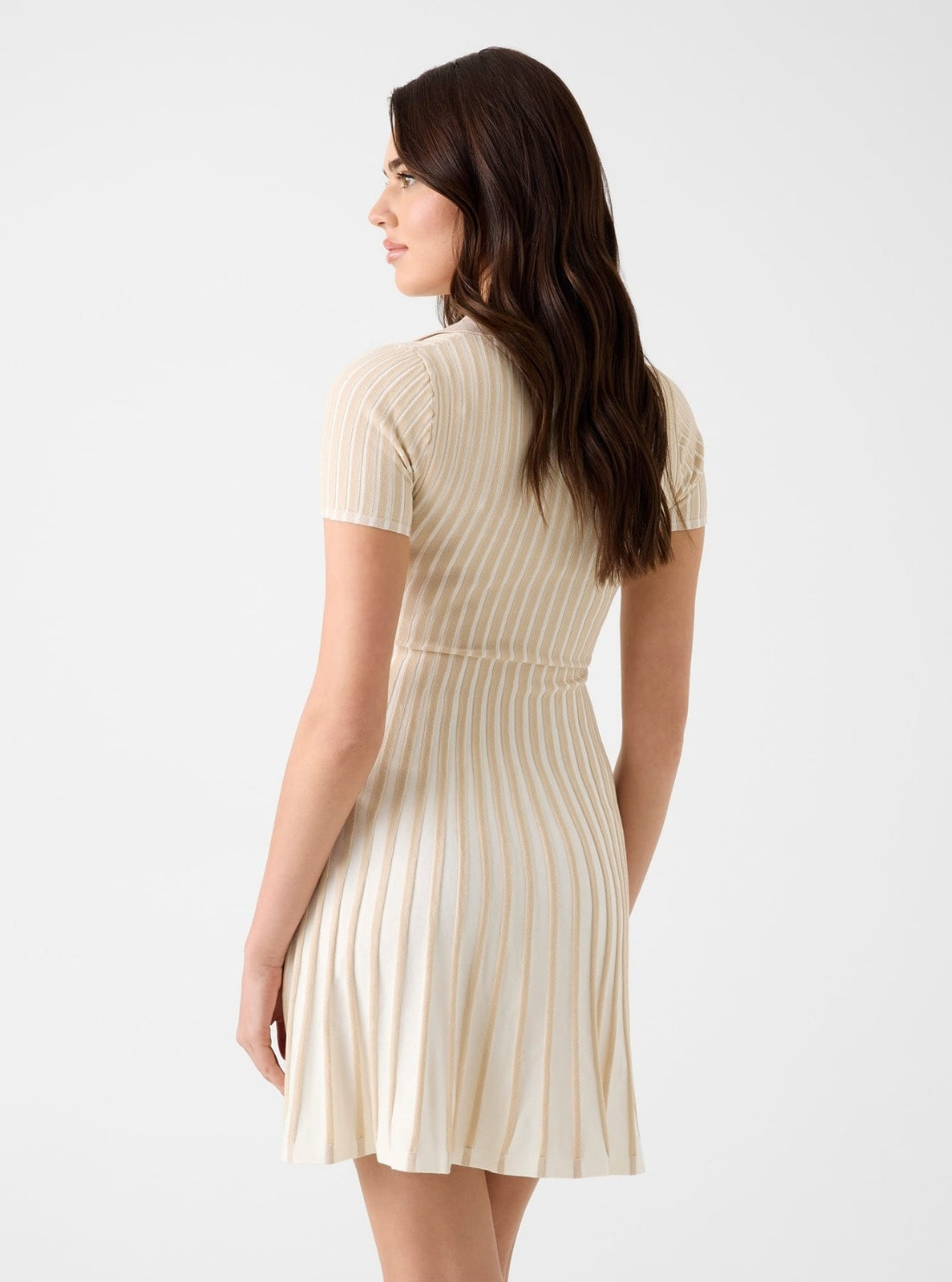 GUESS Womens Eco Beige Stripes Regina Sweater Dress W6GK18Z0591 Back View