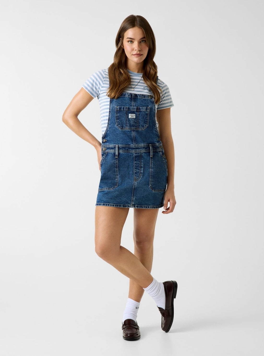 Guess Jeans Blue Overall Dress W6GK25D5M4O Full View