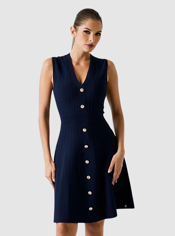 GUESS Womens Eco Blue Amber Sweater Dress W6GK53Z0658 Front View