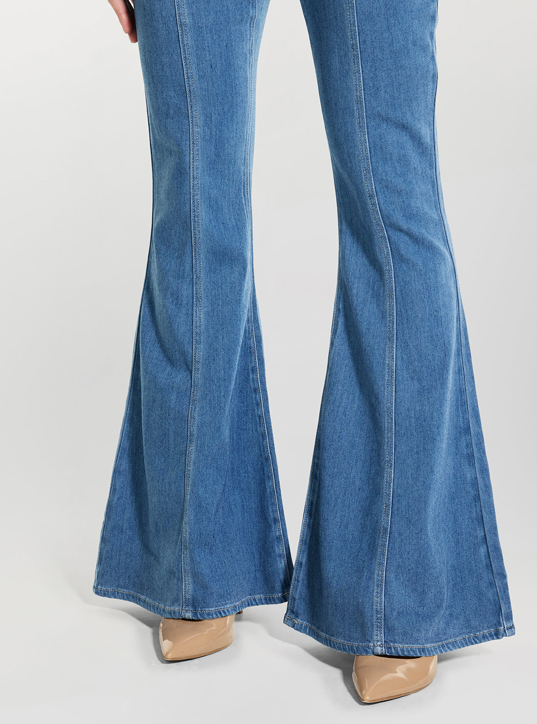 GUESS Womens Blue Harlow Flare Denim Jumpsuit W6GK74D0874 Detail View