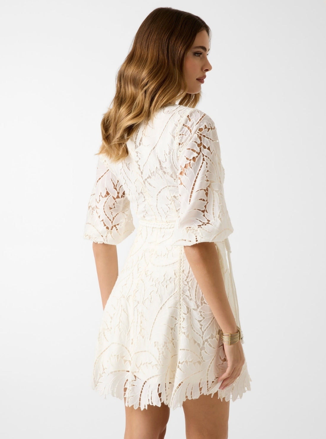GUESS Womens White Vida Embroidered Mini Dress W6GK91W2162 Back View