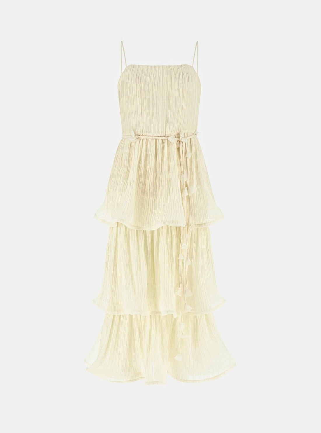 GUESS Womens White Alessia Tiered Dress W6GKAGW2584 Flatlay