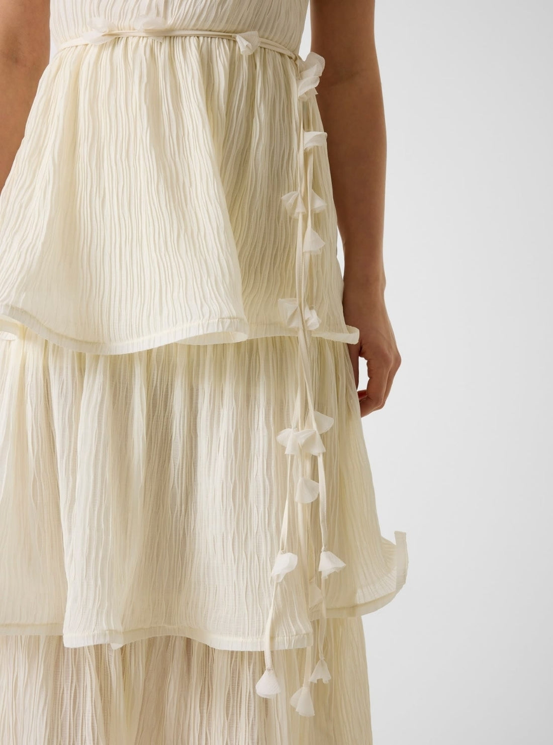 GUESS Womens White Alessia Tiered Dress W6GKAGW2584 Detail View