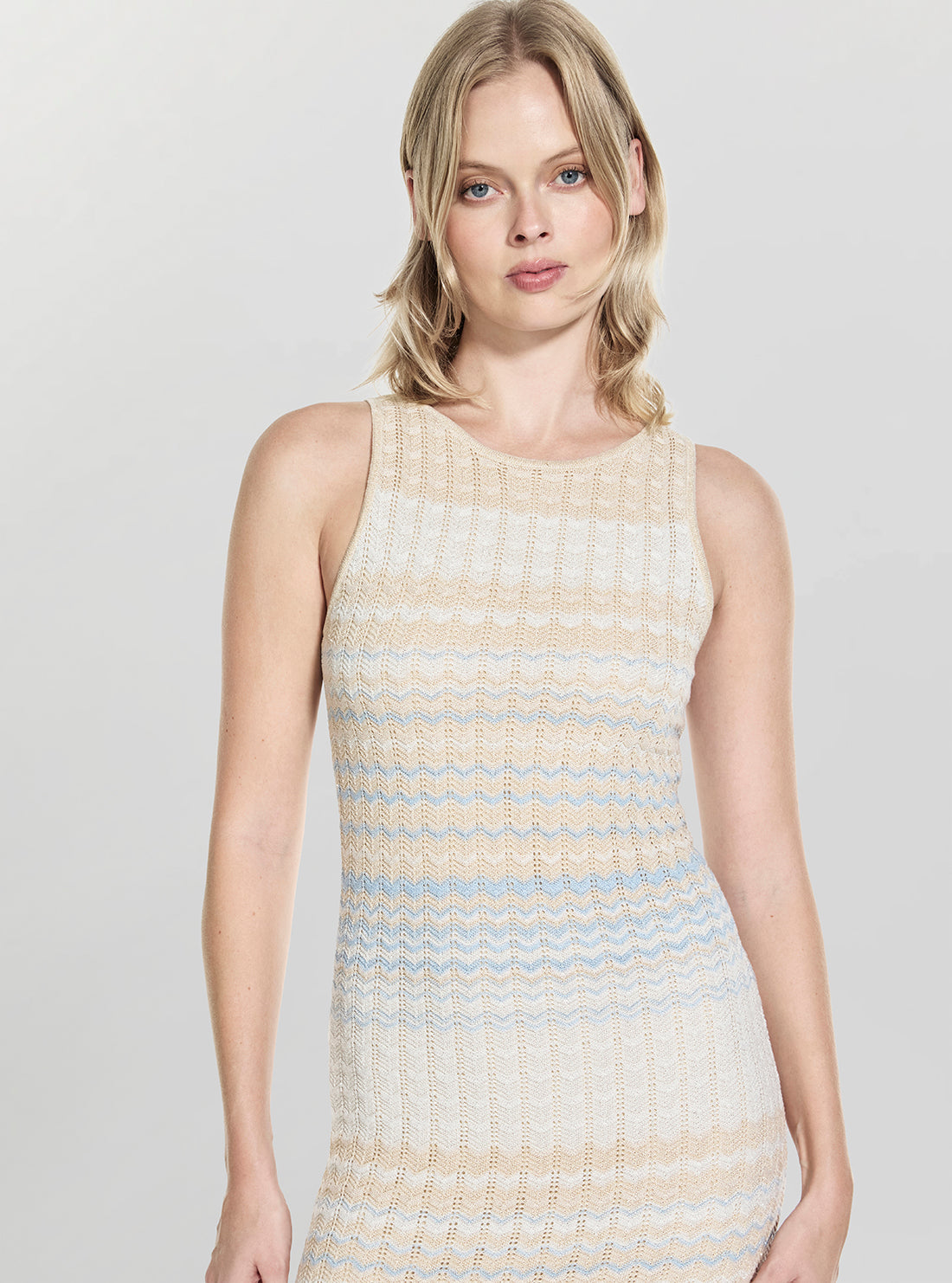 GUESS Womens Eco Multi Rosalyn Long Sweater Dress W6GKATZ0936  Back View