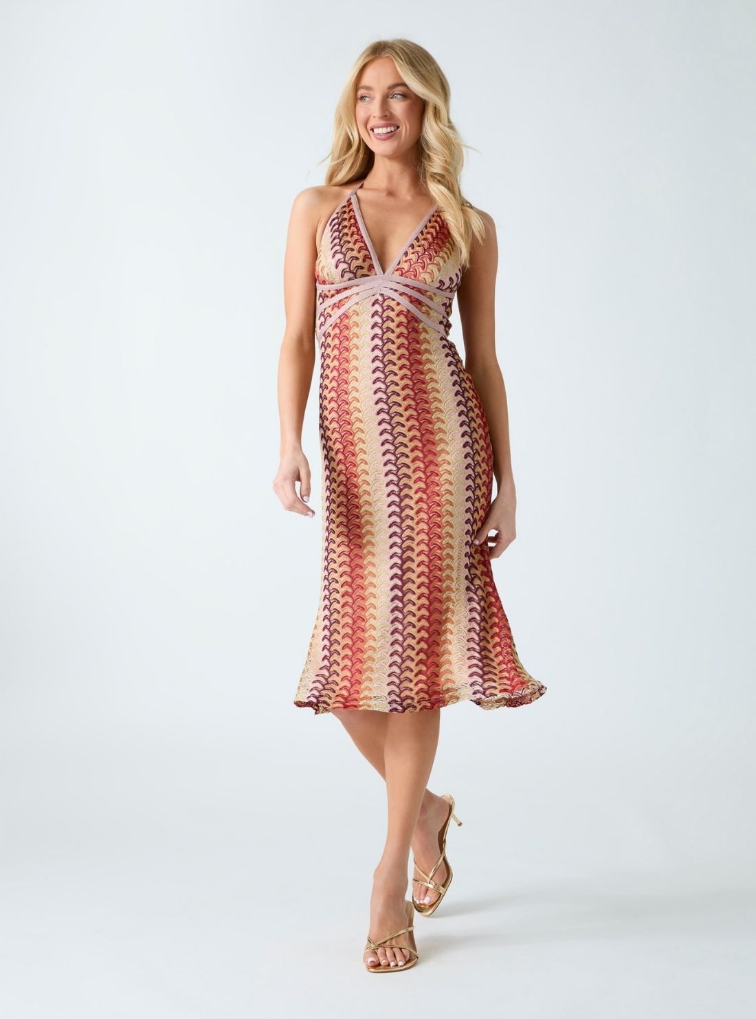 GUESS Womens Pink Multi Fearne Midi Dress W6GKB9K5314 Full View
