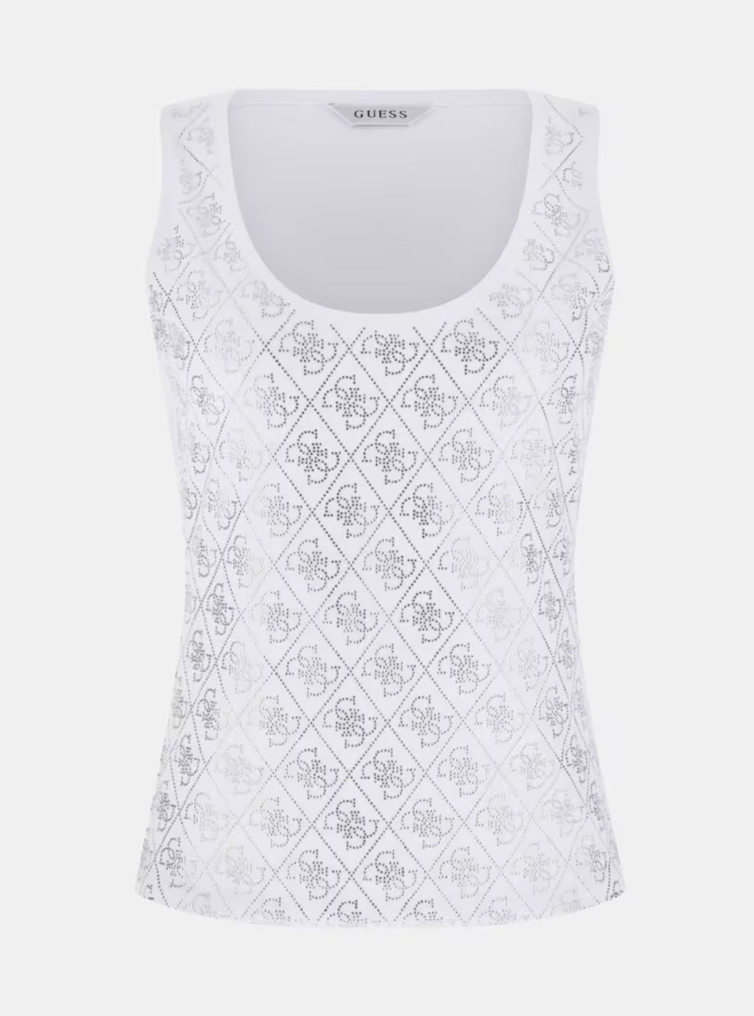 White 4G Rhinestone Tank Top