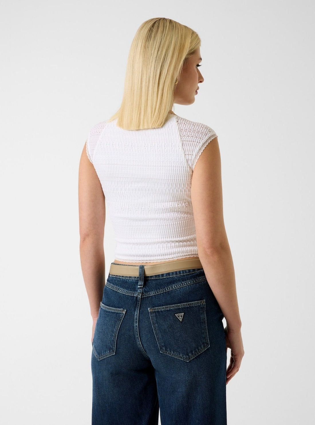 GUESS Womens White Elisabette Top W6GP19K2949 Back View
