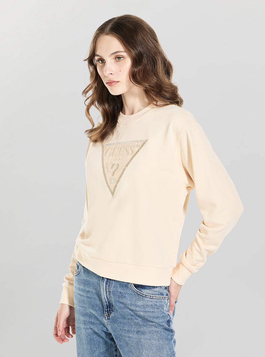 GUESSEco Vanilla Triangle Lace Sweatshirt W6GQ09K3183G Side View