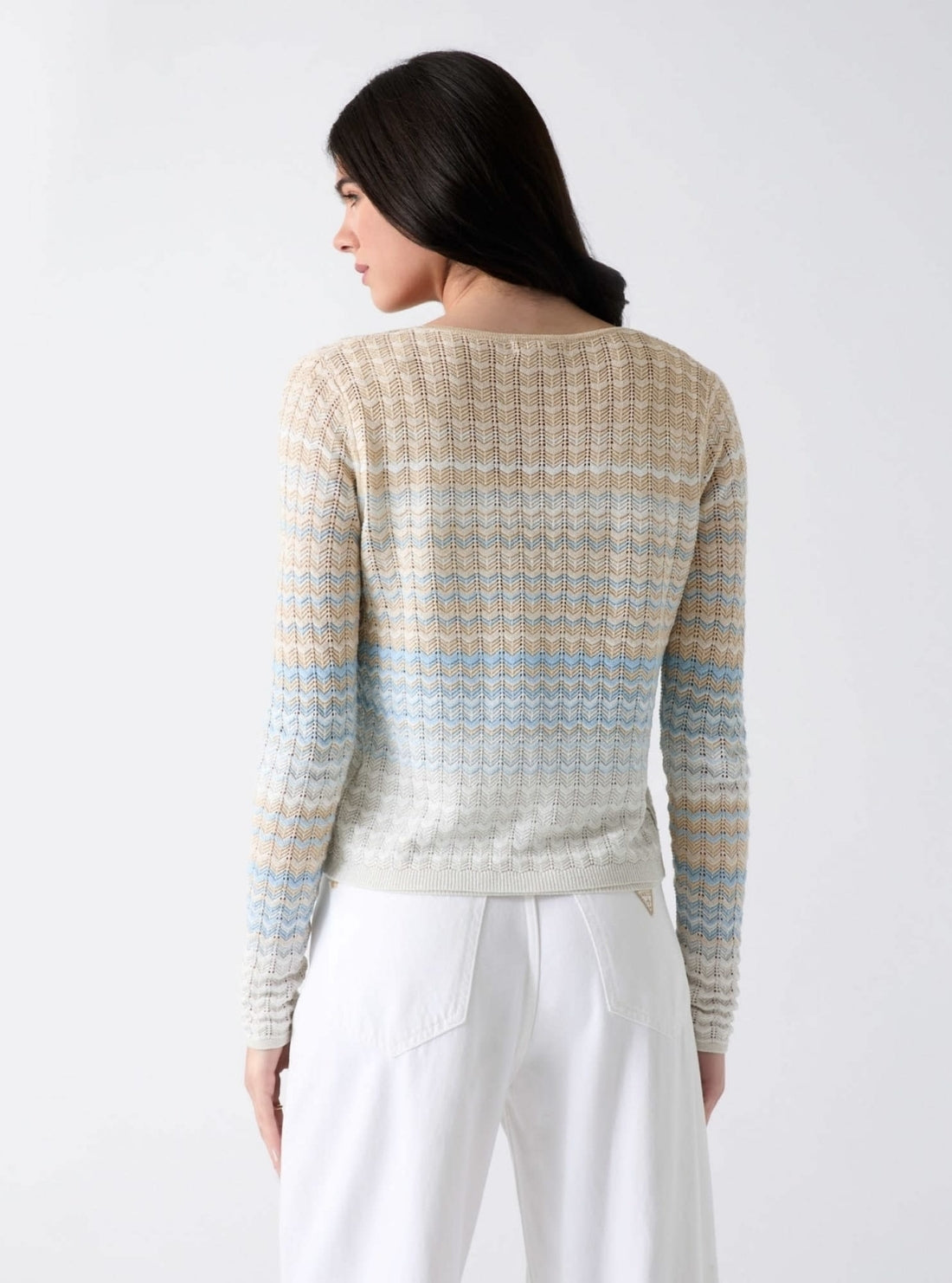 GUESS Womens Multi Striped Rosalyn Cardigan W6GR07Z0588 Back View
