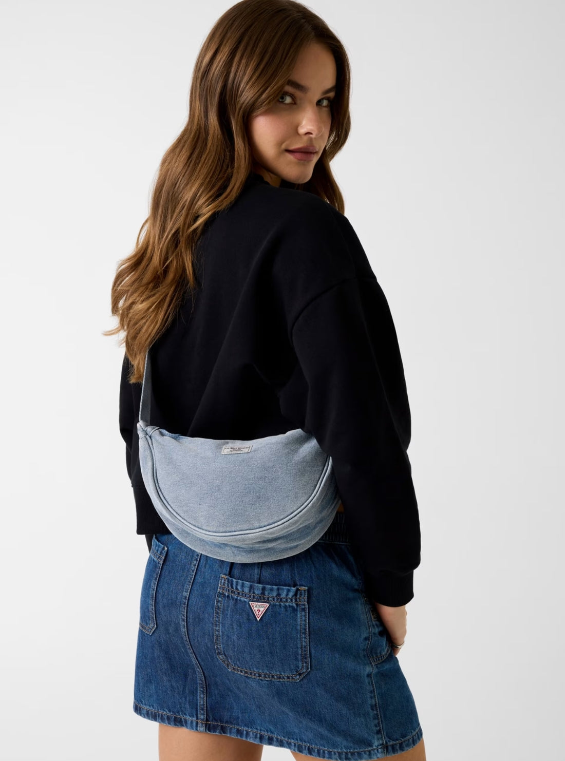 Guess Jeans Denim Crossbody Bag W6GZB6WF8V1 Model View