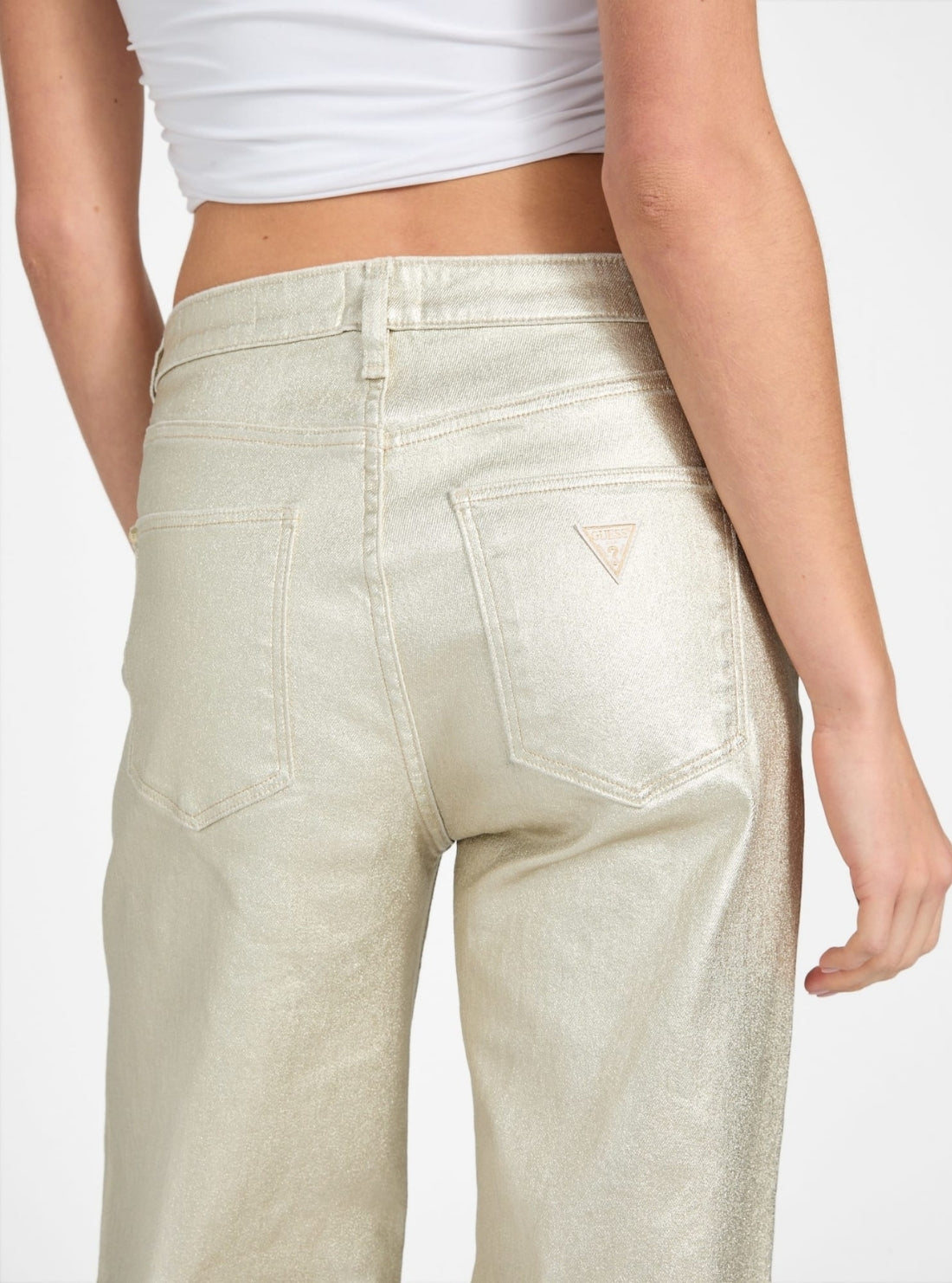 Gold High-Rise Wide Leg Jeans