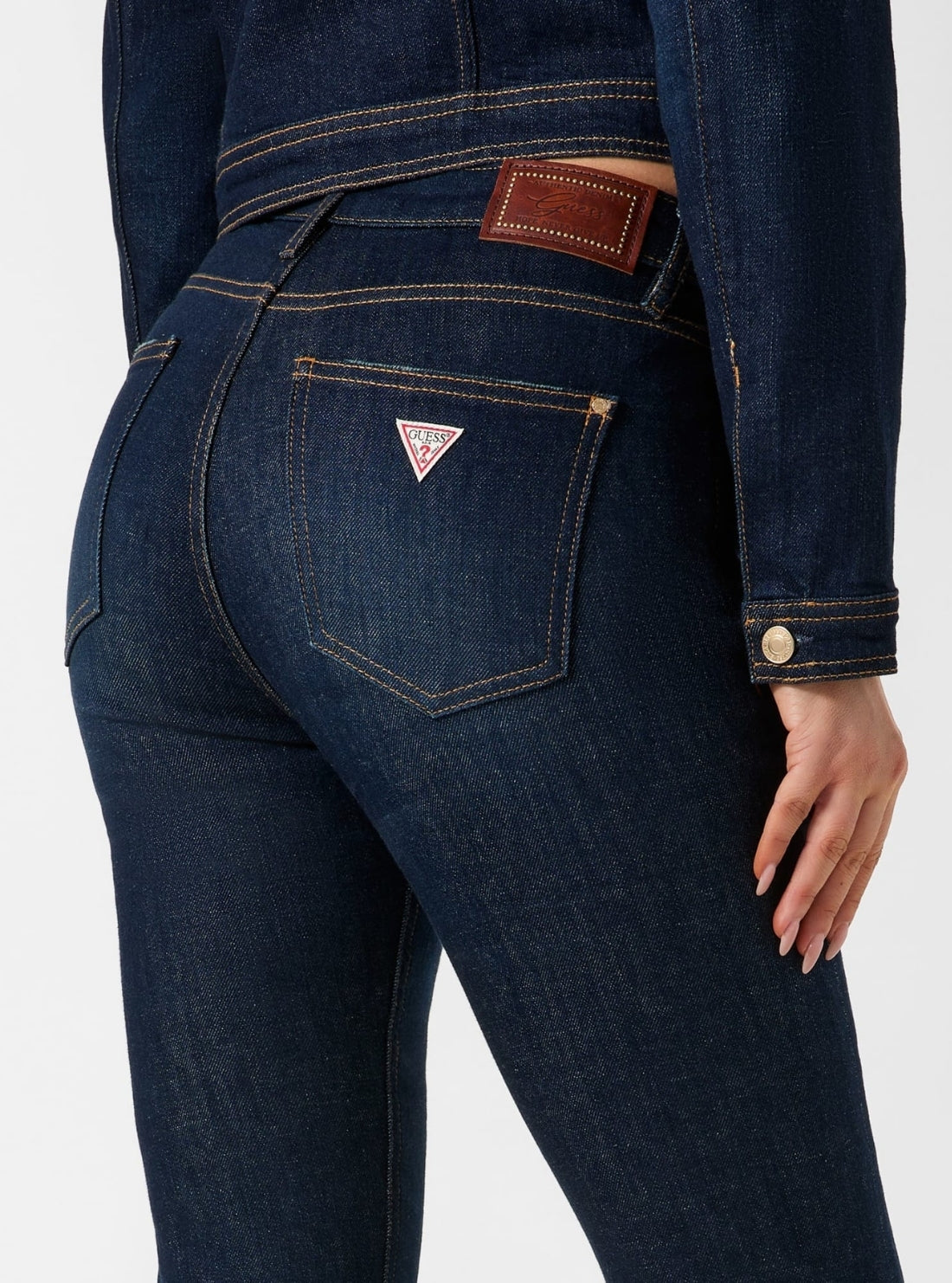 GUESS Womens High-Rise Sexy Flare Jeans in Dark Wash W6RA0LD6881 Back View