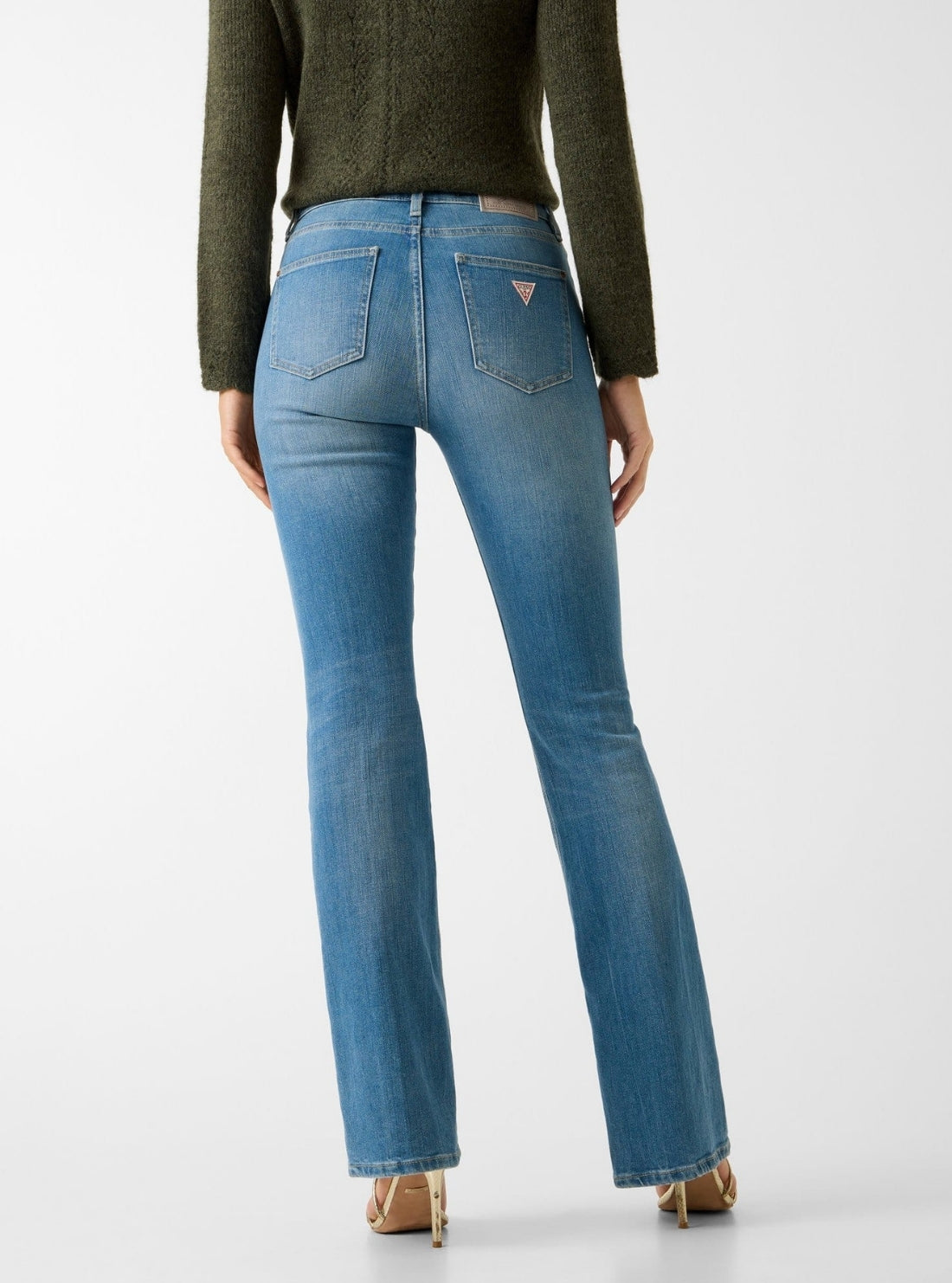 GUESS Womens High-Rise Sexy Flare Jeans in Medium Wash W6RA0LD6882 Back View